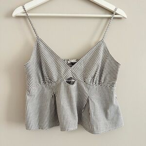 American Eagle Cropped Cut Out Tank Top Seersucker Medium